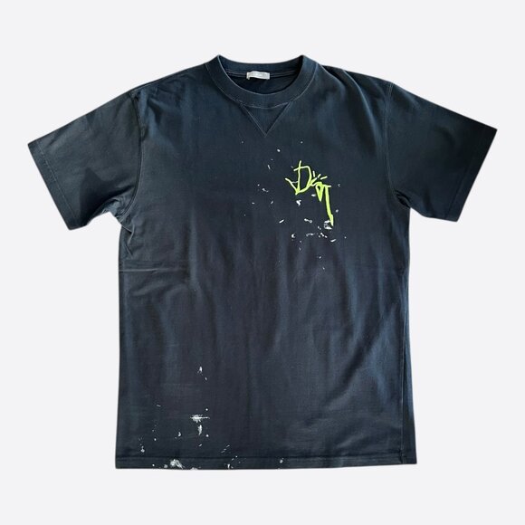 Dior Cactus Jack Black & Green Embroidered Logo T-Shirt - Picture 1 of 6